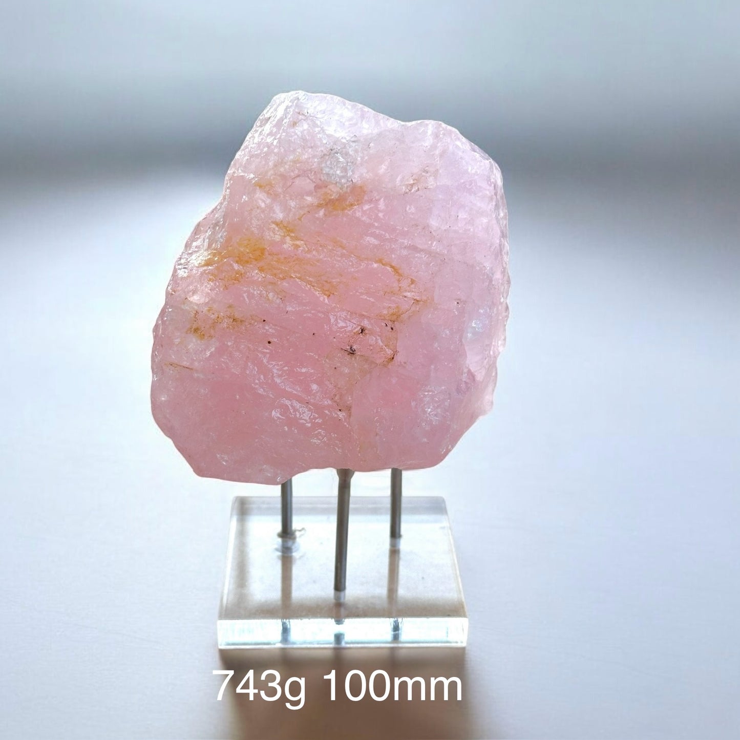 Rose Quartz Large Natural Raw with Acrylic Stand (Brazil)