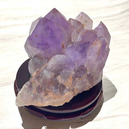 Raw Amethyst Cluster on Rotating Wooden Stand 5.5kgs (Brazil)