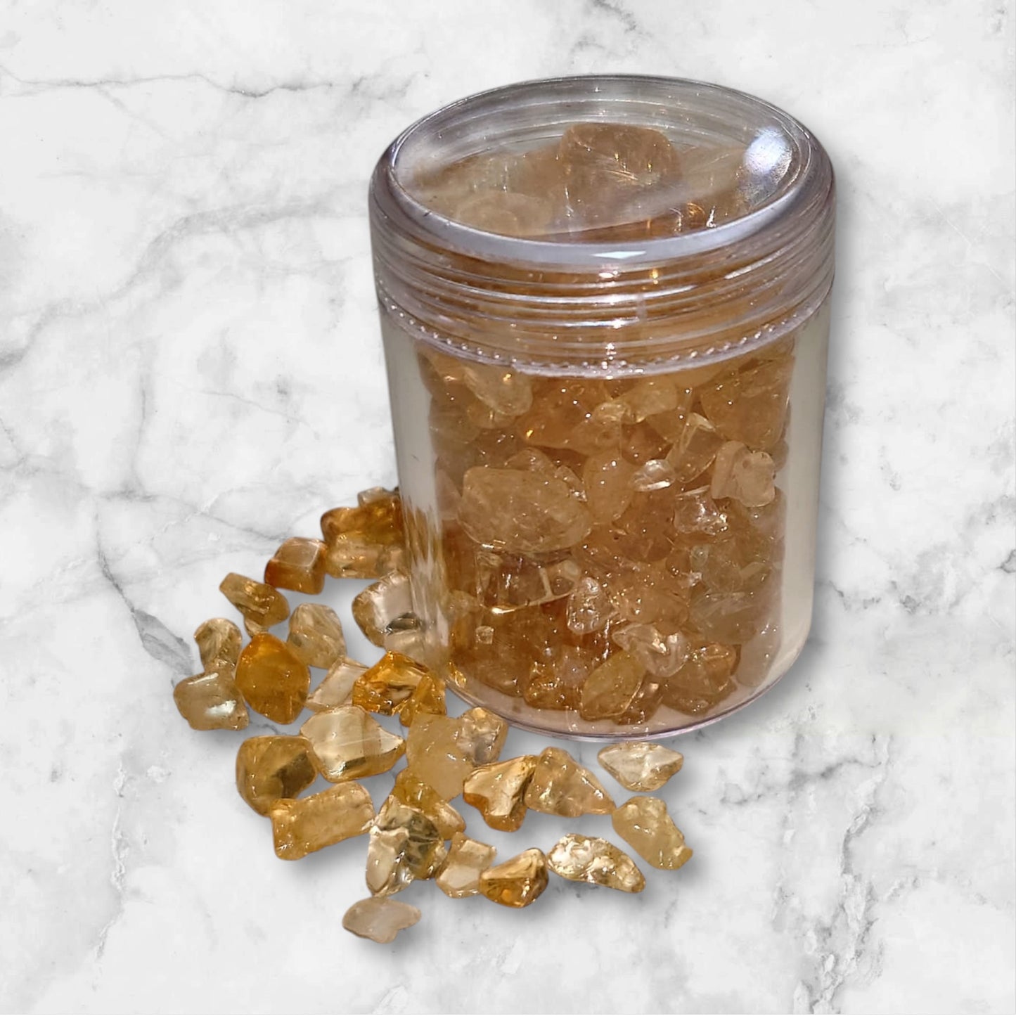 Citrine Small Chips 50gms in a plastic bottle