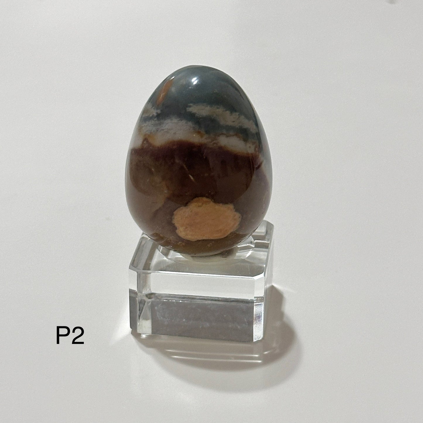 Mini Ocean Jasper Egg with Acrylic Stand (40mm) Brazil