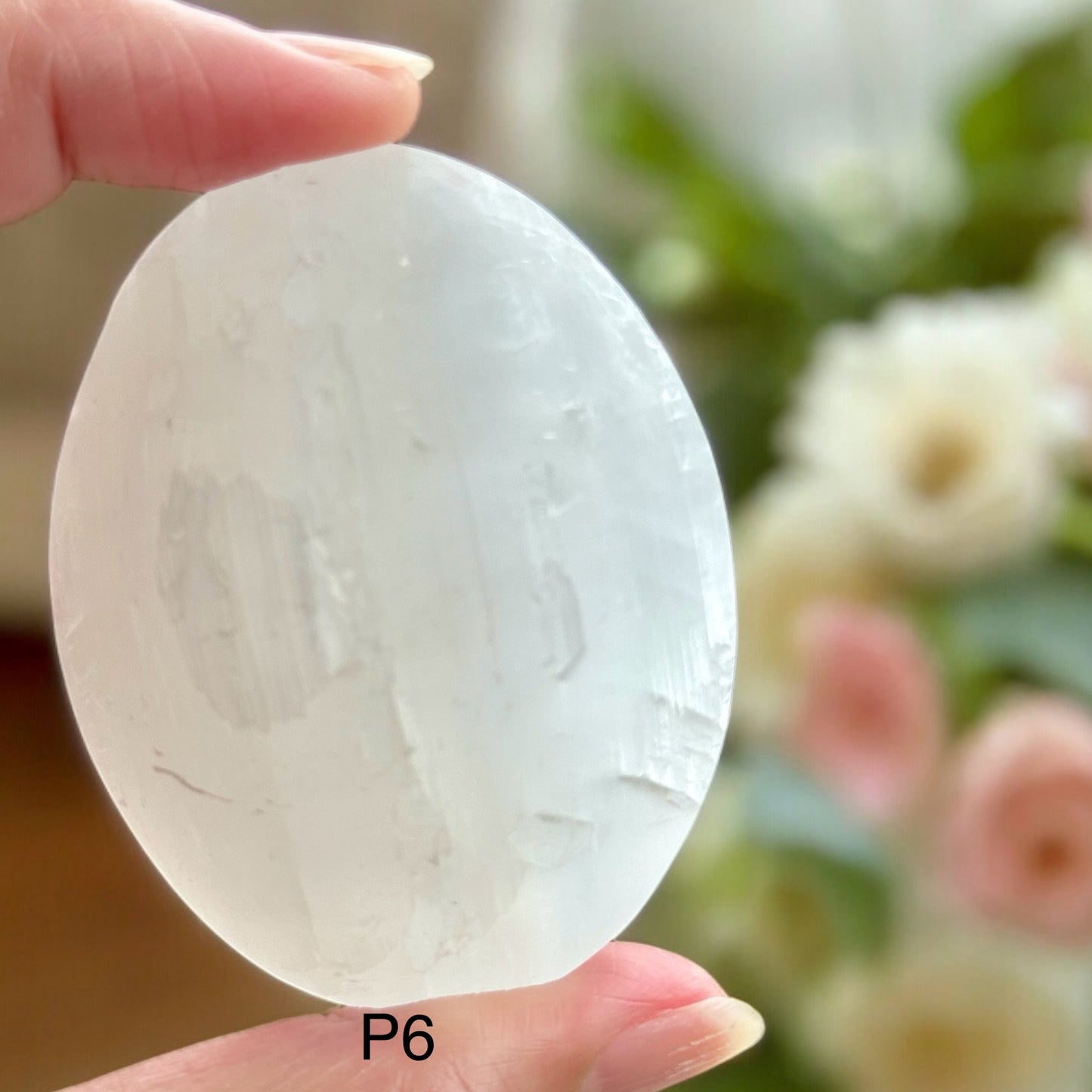 Selenite Palm Stone 60mm