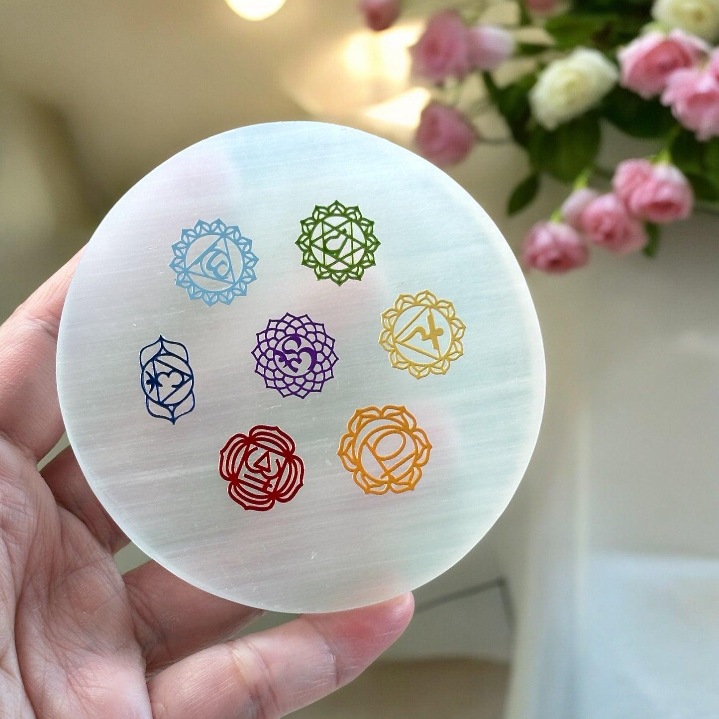 Selenite Chakra Round Charging Plate 85mmx8mm