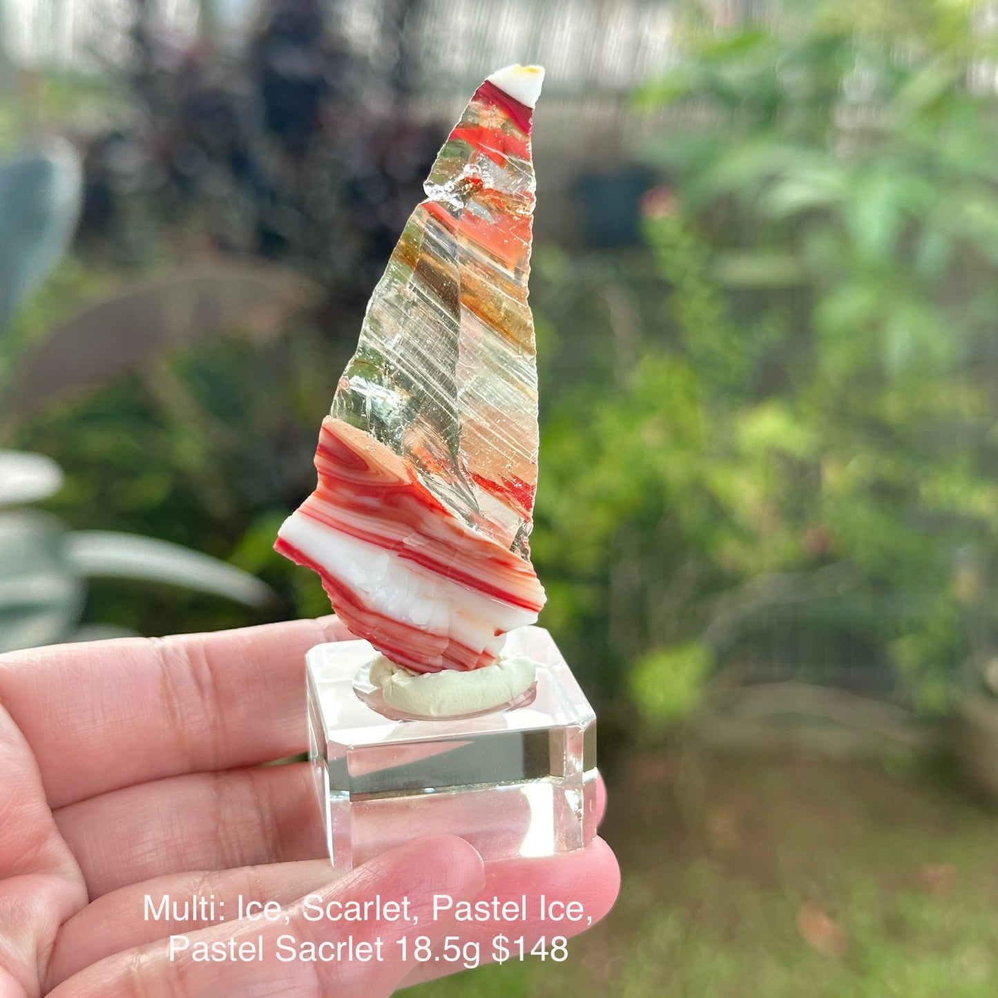 Multi-colour Andara Crystal: Banded Ice, Scarlet, Pastel Cosmic Heart, Pastel Scarlet