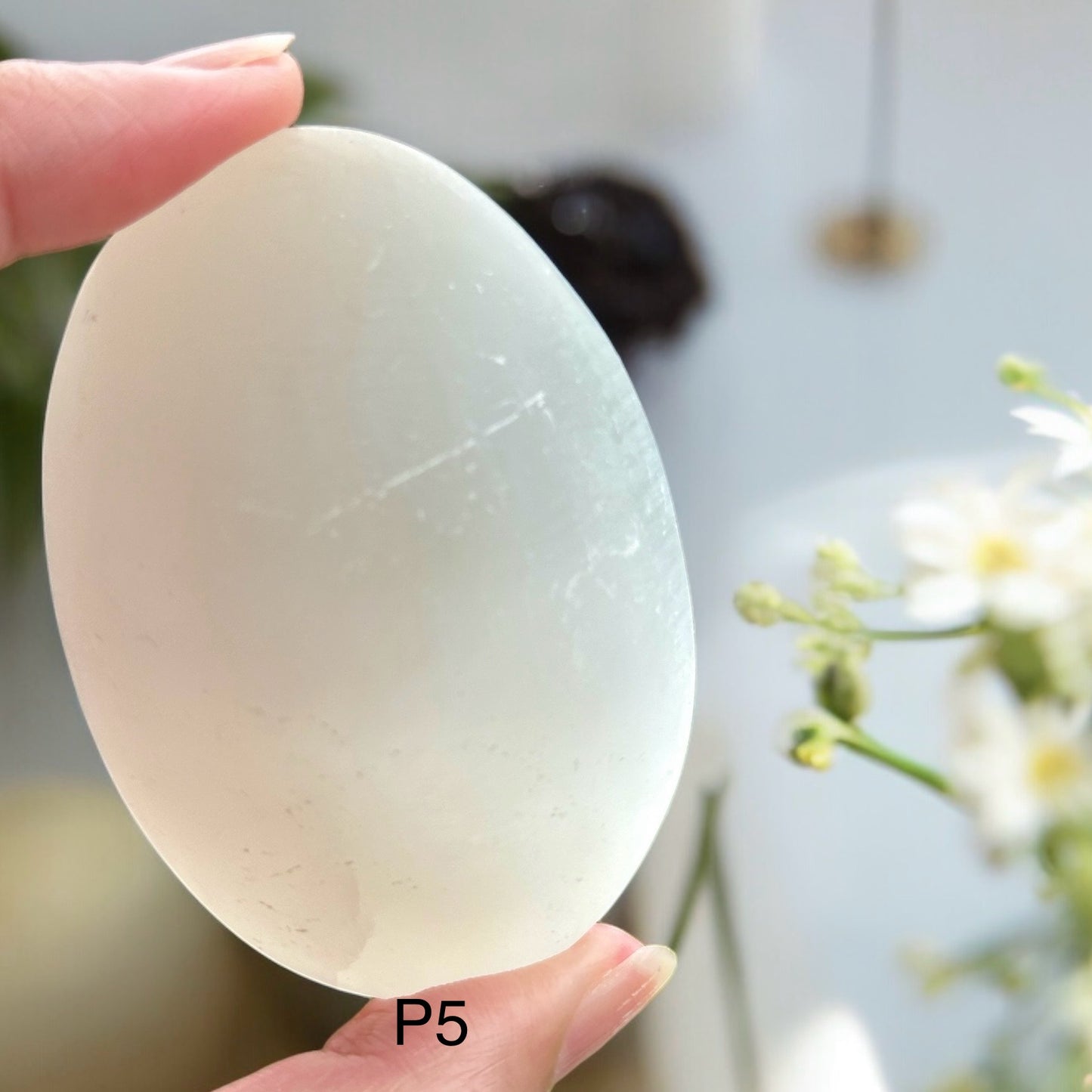 Selenite Palm Stone 60mm