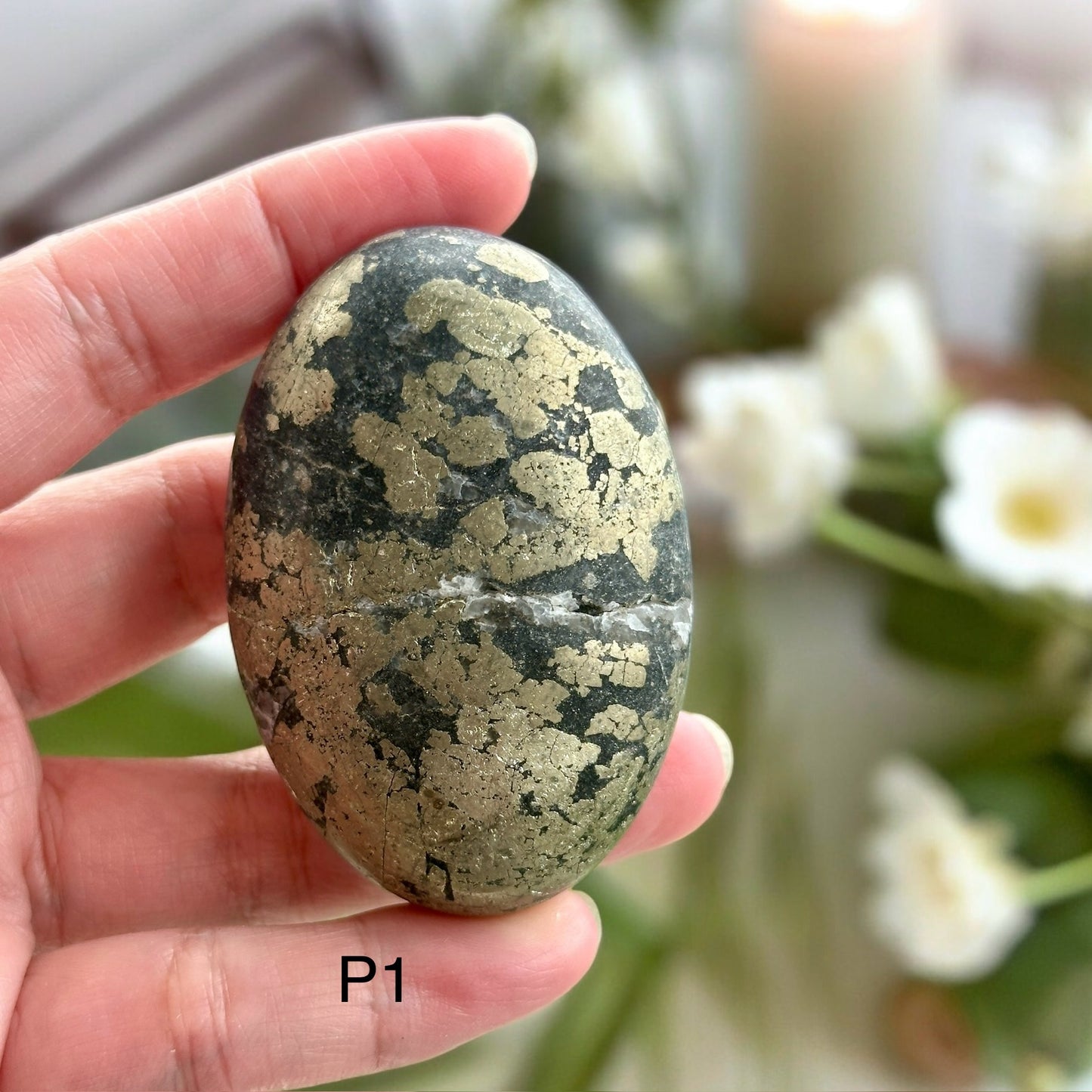 Pyrite Palm Stone 60mm