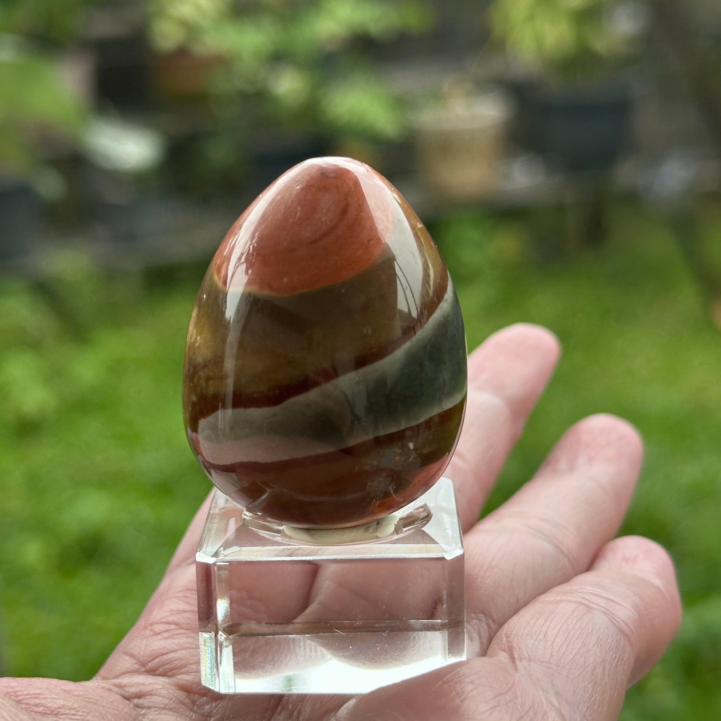 Mini Ocean Jasper Egg with Acrylic Stand (40mm) Brazil