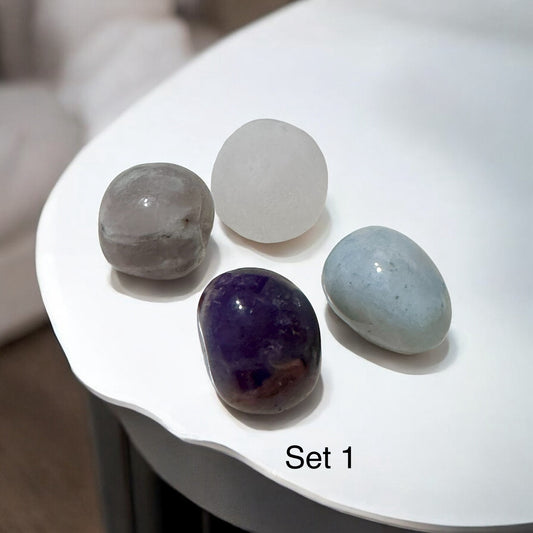 Sleep Well for the Modern World Crystal Set (Amethyst, Aquamarine, Pink Tourmaline, Selenite)