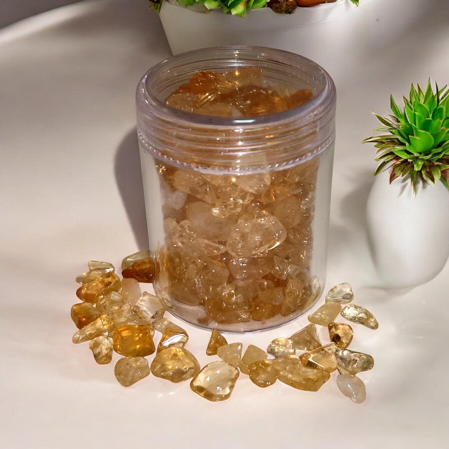 Citrine Small Chips 50gms in a plastic bottle