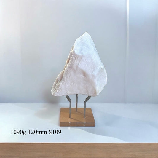 White Jade Raw (Effortless Wealth & Harmony PRE-ACTIVATED STONE) with Acrylic Stand