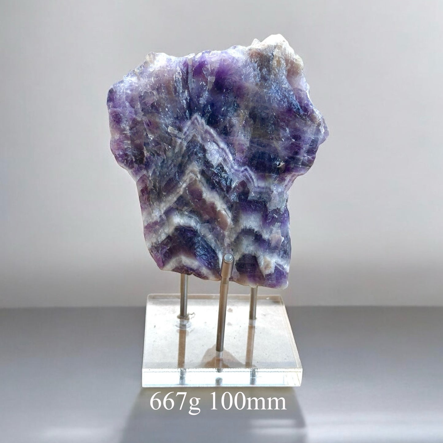 Chevron Amethyst Natural Raw Large with acrylic stand (Brazil)