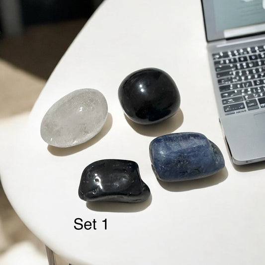 Cyber Protection Crystal Set (Black Tourmaline, Kyanite, Obsidian, Clear Quartz)