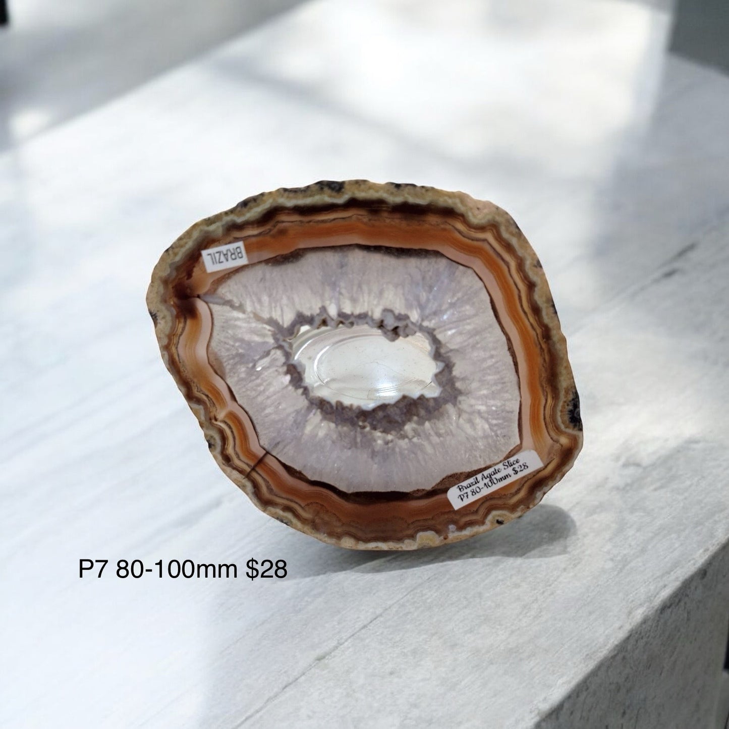 Brazilian Agate Slice (80-100mm) with stand