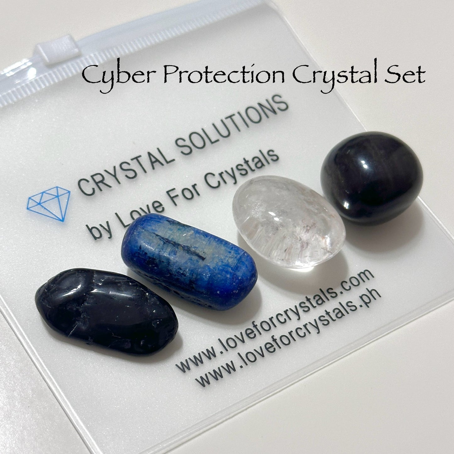 Cyber Protection Crystal Set (Black Tourmaline, Kyanite, Obsidian, Clear Quartz)