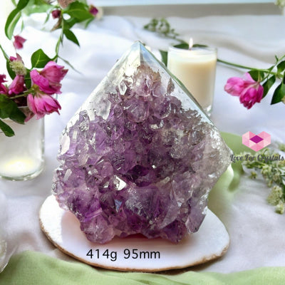 Amethyst Cluster Druse With Banded Agate Shell Base (Mountain-Shaped) Rare!!! (Brazil) 414G 95Mm