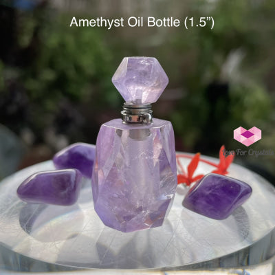 Amethyst Crystal Carved Bottle For Oils 1.5