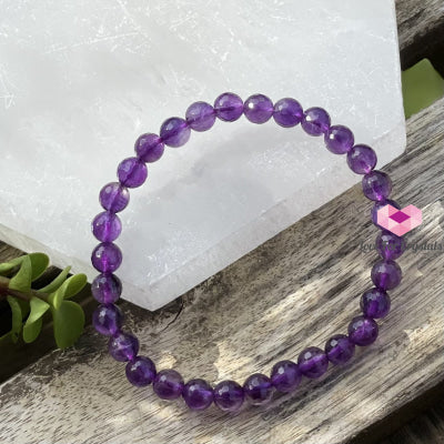 Amethyst Gemstone Energy Bracelet (Focus) 6Mm Faceted