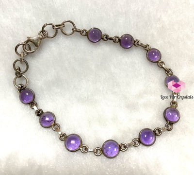 Amethyst In 925 Silver Crystal Bracelet