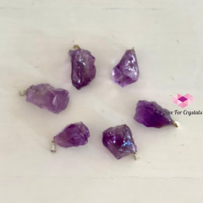 Amethyst Raw Pendant (Brazil) Silver Plated (20-45Mm) Pendants & Necklaces