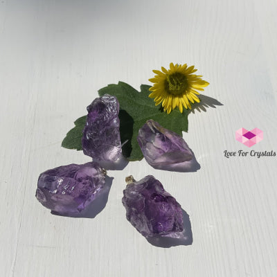 Raw Amethyst Pendant (Brazil) Silver Plated (20-45Mm) Pendants & Necklaces