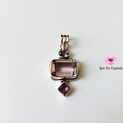 Amethyst Rectangular In 925 Silver Pendant Pendants & Necklaces