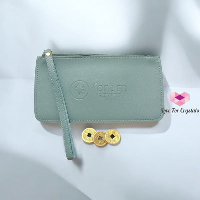 Attract Money Wallet By Fort M Treasures (With 3 Lucky Coins) Light Blue