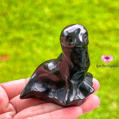 Black Obsidian Carved Sea Lion (50Mm) Per Piece 50Mm Crystal Carving