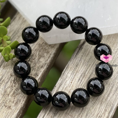 Black Tourmaline Bracelet (14Mm) Size 5.5 Bracelets & Bangles