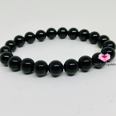 Black Tourmaline Gemstone Energy Bracelet (Protection) 8Mm Round