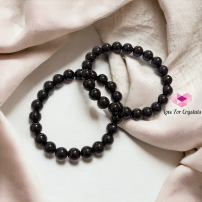 Black Tourmaline Bracelet (Protection) (8Mm) Round Energy