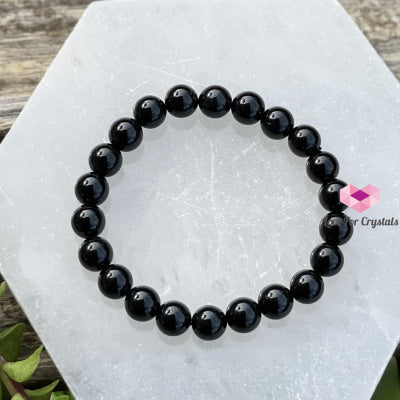 Black Tourmaline Bracelet (Protection) (8Mm) Round Energy