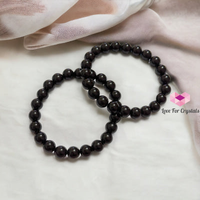 Black Tourmaline Bracelet (Protection) (8Mm) Round Energy