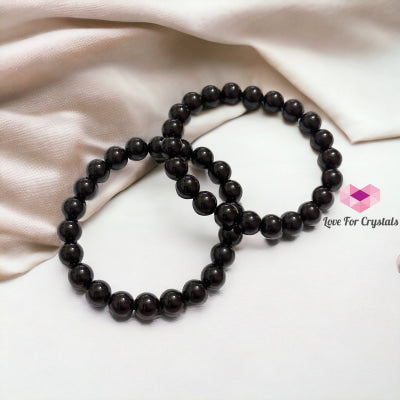 Black Tourmaline Bracelet (Protection) (8Mm) Round Energy