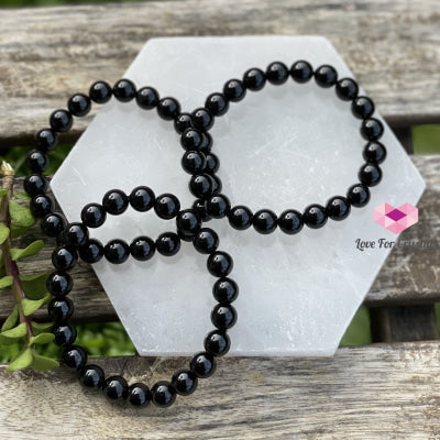 Black Tourmaline Bracelet (Protection) (8Mm) Round Energy