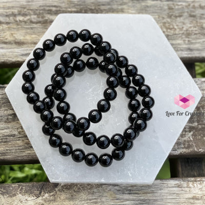 Black Tourmaline Bracelet (Protection) (8Mm) Round Energy