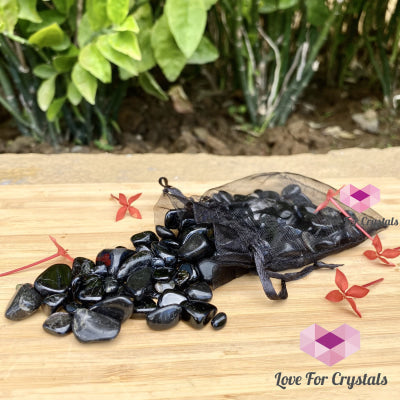 Black Tourmaline Chips 100Gm Tumbled Stones