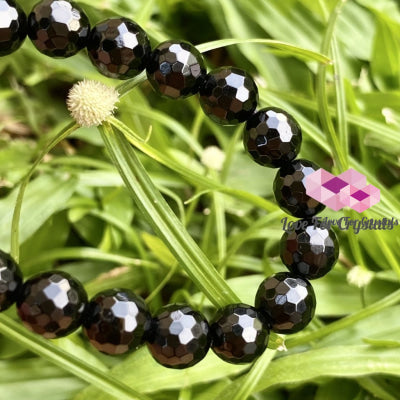 Black Tourmaline Faceted Gemstone Energy Bracelet (Protection) 8Mm