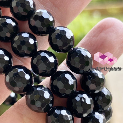 Black Tourmaline Faceted Gemstone Energy Bracelet (Protection) 8Mm