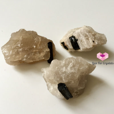 Black Tourmaline On Quartz Specimen 50-60 Mm (Brazil) Raw Stones