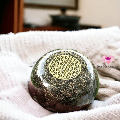 Black Tourmaline Orgonite Dome With Flower Of Life Symbol (Protection & Shield) 60Mm Orgonites