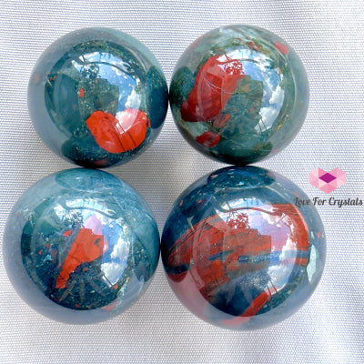 Bloodstone Spheres With Wooden Stand (India)Good Health Crystal