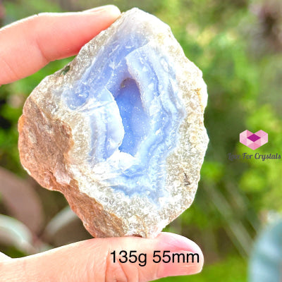 Blue Lace Agate Raw (Brazil)With Stand 135G 55Mm Crystals