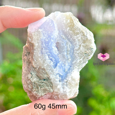 Blue Lace Agate Raw (Brazil)With Stand 60G 45Mm Crystals