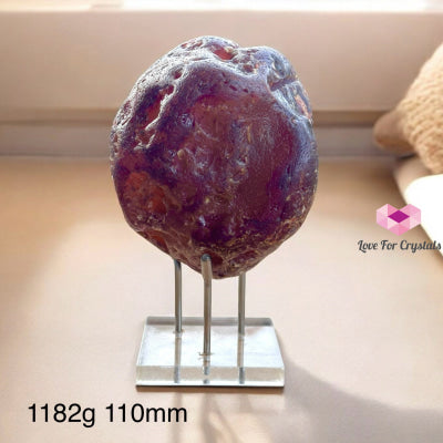 Carnelian Natural Form With Acrylic Stand(Large) Brazil Aaa Grade 1182G 110Mm Raw Crystal