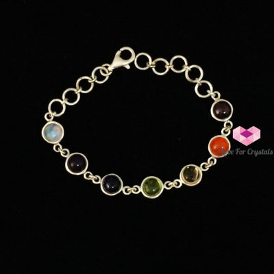 Chakra 7 Gemstone 925 Silver Bracelet Bracelets & Bangles