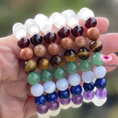 Chakra Cleanse & Recharge Bracelet (Selenite 7 Stones) Bracelets Bangles