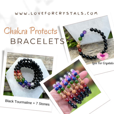 Chakra Protects Bracelet (Black Tourmaline Faceted With 7 Stones) Bracelets & Bangles