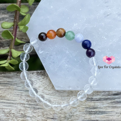 Chakra With Clear Quartz Faceted Bracelet Size 5.5 Bracelets & Bangles