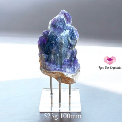 Chevron Amethyst Natural Raw Large With Acrylic Stand (Brazil) 523G 100Mm Crystals