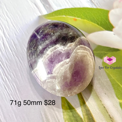 Chevron Amethyst Palm Stone (Brazil) 71G 50Mm Polished Crystals