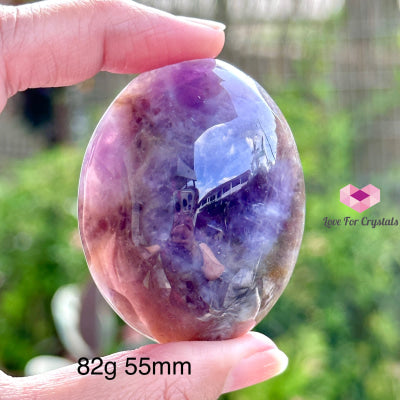 Chevron Amethyst Palm Stone (Brazil) 82G 55Mm Polished Crystals